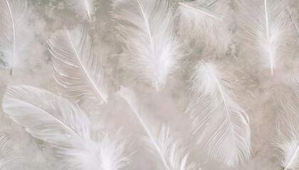Obraz premium close-up of soft white feathers with delicate texture, perfect for background, design, and calming visual