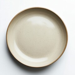 Simple Beige Ceramic Plate with Smooth Glossy Finish and Minimal Design