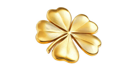 Golden four-leaf clover symbolizing luck and prosperity, shining with elegance and charm