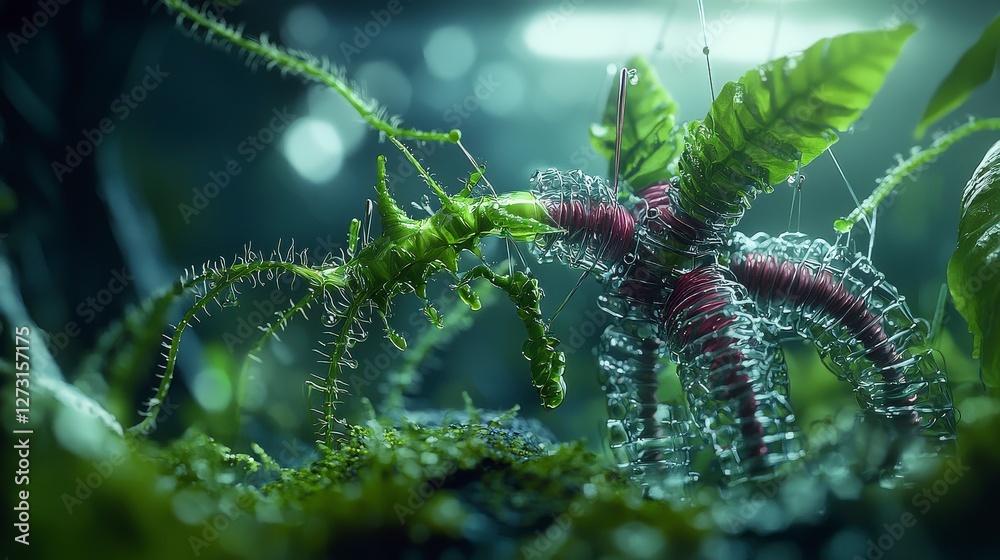 Poster Innovative bioengineered plants in modern labs a close-up view of ecosystems and futuristic environments