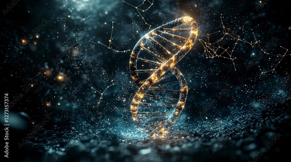 Poster Artistic dna double helix representation digital art science abstract environment macro view biotech concept