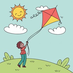 Person flying a kite on a sunny day