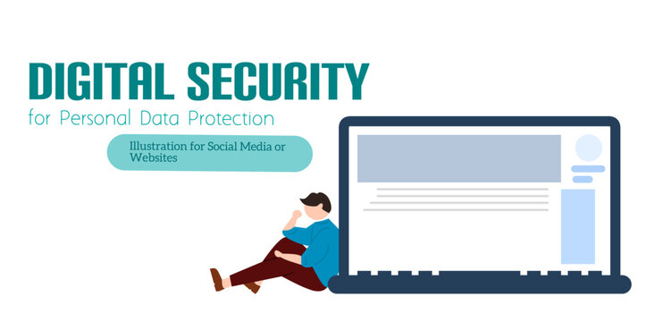 illustration Concept of data protection. Shield on computer data management and protect data. hacker attack phishing database security hacker steal personal data.vector website template website page