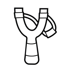 Cartoon slingshot line art vector illustration, black and white, slingshot clip art, ketapel or melastik, wooden sling shot catapult clipart outline