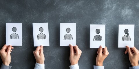 A fair and unbiased hiring process concept â€“ Recruiters selecting resumes without gender or race bias