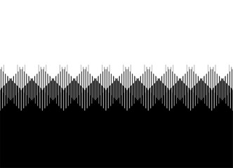 Vector horizontal transition from black to white from lines and geometric shapes.  black and white design, for backgrounds, printed products and modern graphics. Trendy vector background