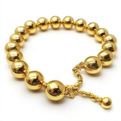 Obraz premium Gold Ball Bracelet: Luxury Shiny Golden Beads Jewelry
