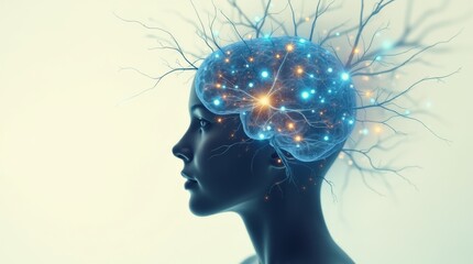 Obraz premium Exploration of Neural Connections in a Creative Representation of the Human Brain