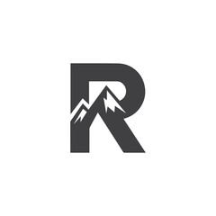 Bold Letter R Mountain Logo Design for Outdoor Branding

