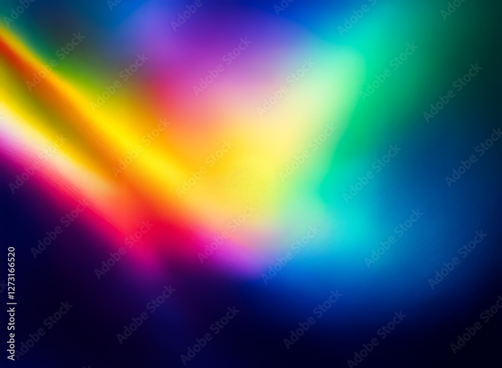 Sticker abstract image featuring blurred rainbow colors blending softly against a dark backdrop, creating a 