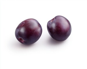 Obraz premium Fresh Purple Plums on White Background for Health and Nutrition