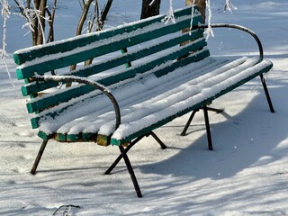 bench in the snow