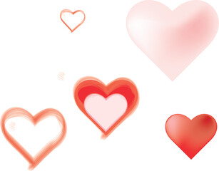Beautiful hearts on a transparent background