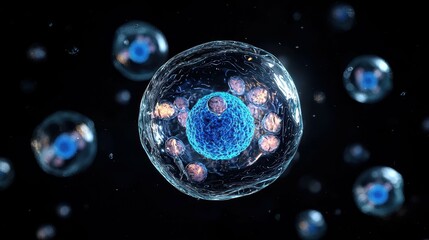 Fototapeta premium Microscopic Cell Structure Showing Nucleus and Cytoplasm Detail