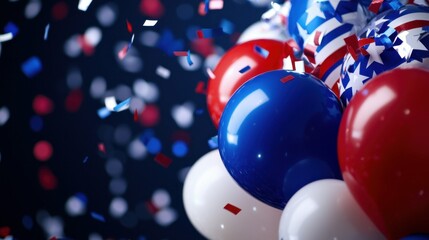 Patriotic Balloons with Red White and Blue Confetti Celebration Party Decorations Holiday Event Decor