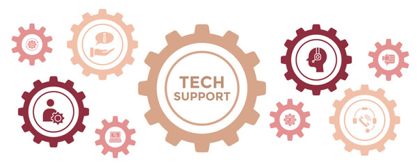 Tech Support Banner Icon. Vector Illustration For Business Corporate