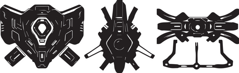 A set of elements for flat design in cyberpunk style. Hand drawn vector illustration