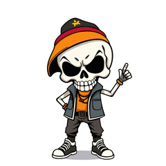 a skull emoji wearing a baseball cap with a star on it.