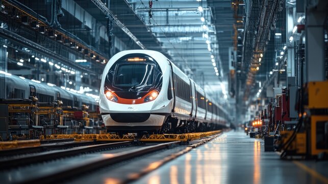High-Speed Train in Factory: Modern Railway Vehicle Manufacturing