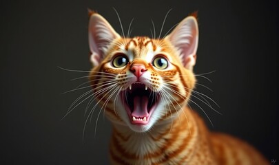 A vibrant portrait of a playful orange cat with a lively expression, perfect for pet-related marketing or pet care promotions.