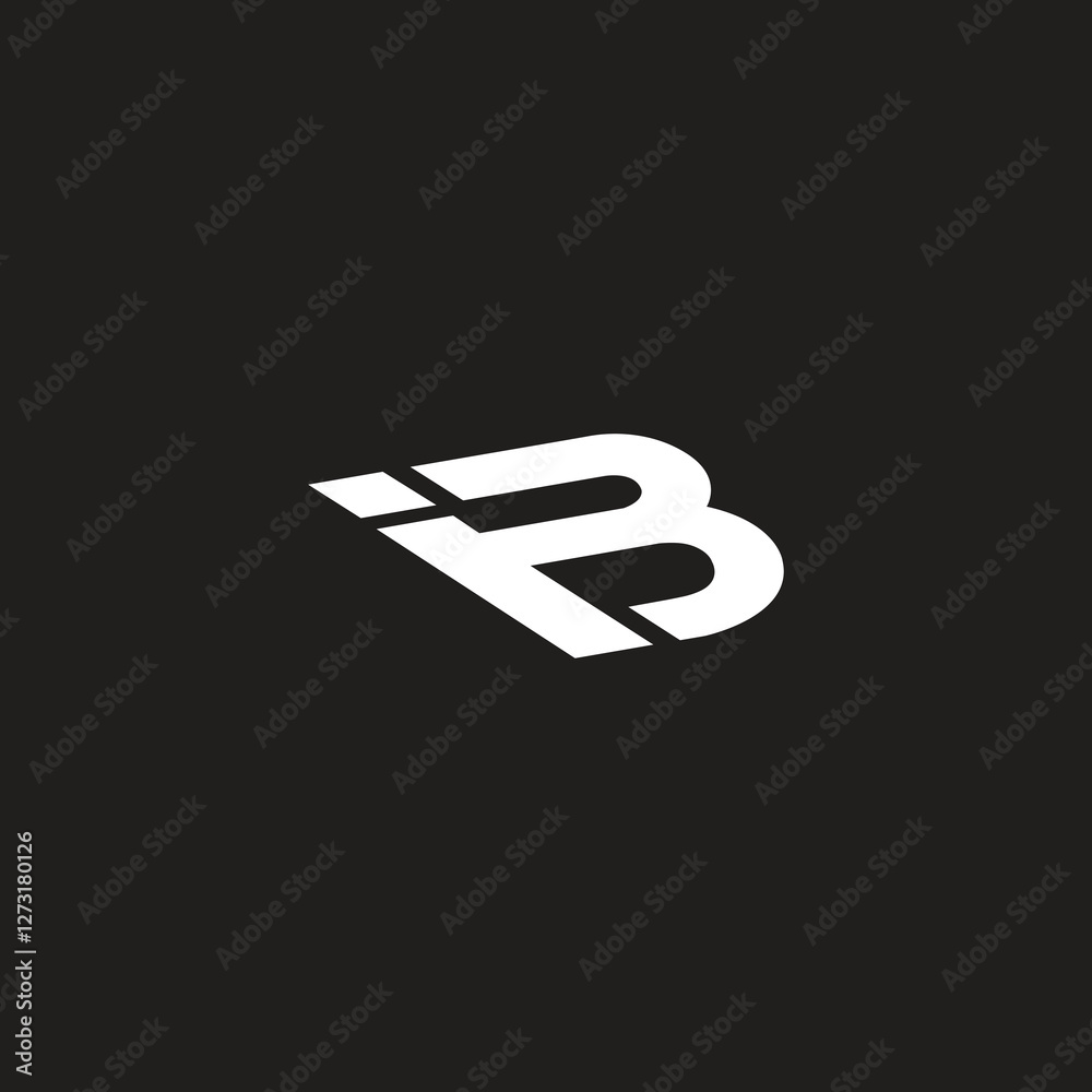 Fototapete flat letter ib or bi vector logo design initial art icon unique monogram, lowercase i and stylish mo