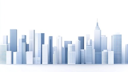 Obraz premium Cityscape skyline, urban architecture, white background, design element, website banner