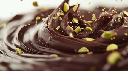 Dubai Chocolate Kunafa Pistachio on white background,Dubai Chocolate bar with green kadayif and pistachio spread,popular and viral chocolate 2024,space for text.