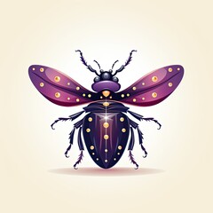 Creative Vector Art Depicting a Bug in Bold Purple and Dark Colors