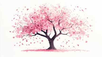 Watercolor Cherry blossom blooming flower,Sakura tree or forest side view,Cherry tree spring flower background,elements for environment and garden,botanical in spring season.