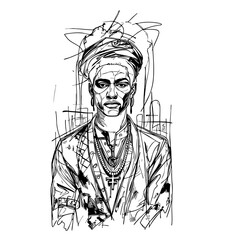 Tribal Warrior Portrait Sketch