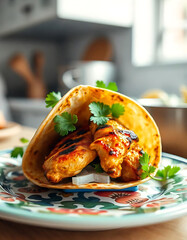 Grilled Chicken Tacos with Cilantro Garnish