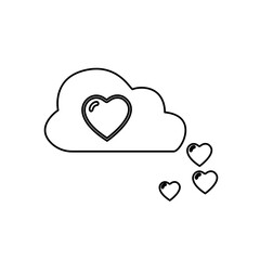 cloud icon with hearts, love, on a white background, vector illustration