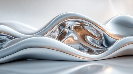 Abstract metallic liquid waves. Modern design.  Possible use background graphic