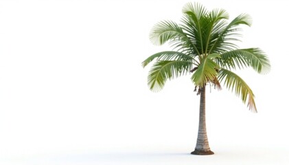 Tropical isolation with a lone palm tree on white background, solitude, isolation, nature
