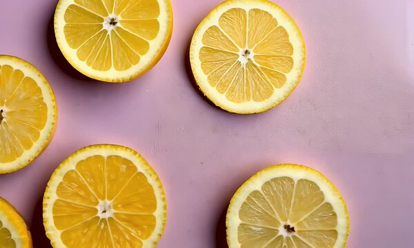 Cut Slices of Lemon Background