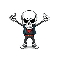 a Skull emoji wearing a red bandana, giving a thumbs up gesture with both hands.