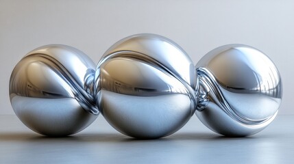Abstract metallic spheres, smooth, reflective, modern design, for background, print, or web use