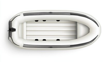 Inflatable boat, top view, isolated on white background.
