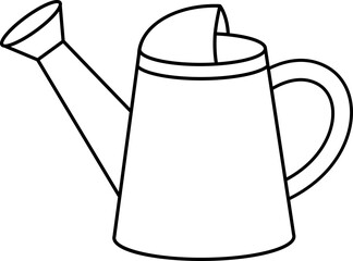 Garden watering can outline.
Water can for plants coloring page  isolated.
Outdoor watering can linear vector isolated.
Transparent background.