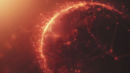 Technology image of globe. Abstract polygonal shapes. Background with connecting dots and lines. Graphic concept for your design