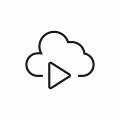 cloud play media icon vector sign