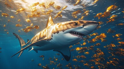 Fototapeta premium Shark encounter in underwater paradise marine life photography tropical ocean environment close-up view