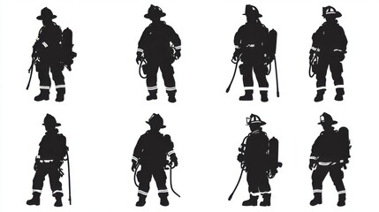 silhouettes of fire fighter
