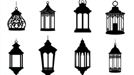 silhouettes  set of lantern