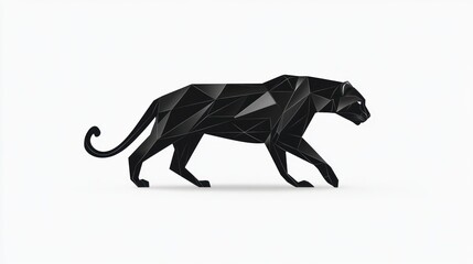 Obraz premium Geometric black panther walking, white background, logo design