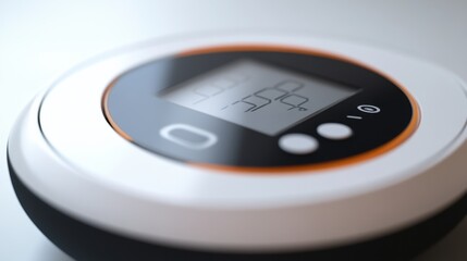 A close-up of a glucose meter showing a blood sugar level. Featuring self-care and health monitoring