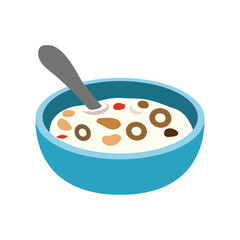 Bowl with Spoon – Hot Meal, Soup, or Cereal Vector Icon