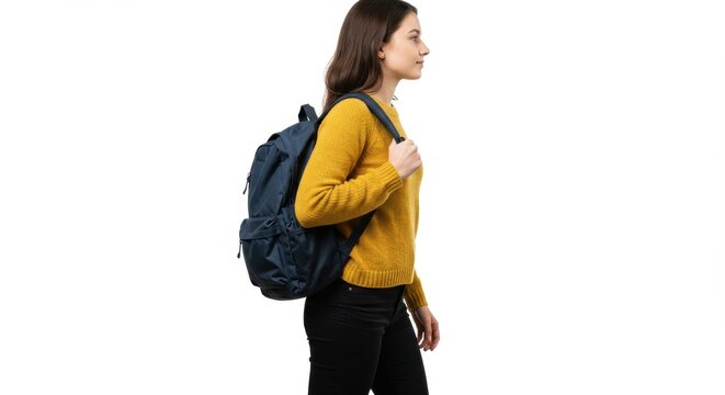 Young Woman with Backpack: A Profile View