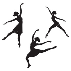 Traditional Dance Girl Silhouettes in Black