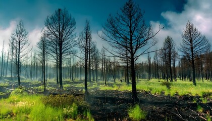 sunset in the forest